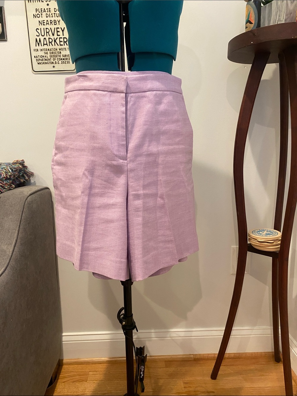 J. Crew Lavender High-Waist Bermuda Shorts